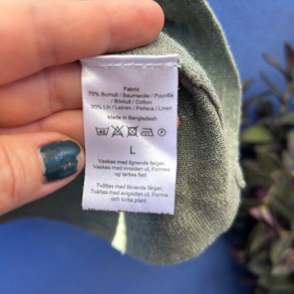 dressman linen blend raglan knit long sleeve pop over top - Picture 4 of 5